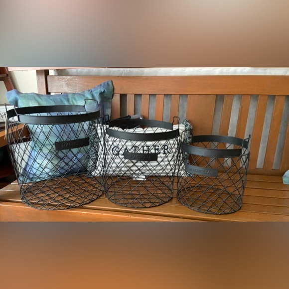 Magnolia matte Black Wired Basket Set, 3 wired baskets - Picture 1 of 5